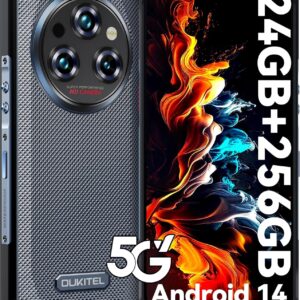 OUKITEL WP35 Rugged Smartphone 5G - 256GB+24GB Android 14 Rugged Phone, 11000mAh 6.6" FHD+Display 64MP+32MP Night Vision Camera, Mobile Phones for NFC GPS OTG, Face Unlocked- Black