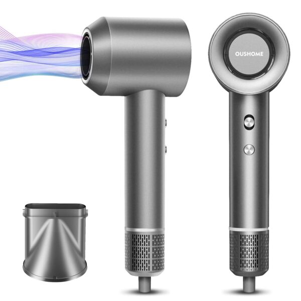 Oushome Professional Hair Dryer for Fast Drying with 150,000 RPM High-Speed Brushless Motor, 500 Million Negative Ionic, Lightweight and Low Noise, Ideal for Home, Travel, and...