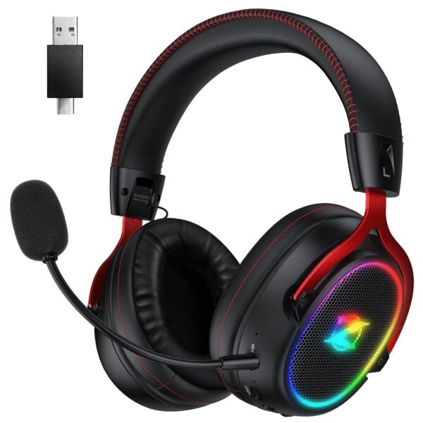 Ozeino Wireless Gaming Headset, 2.4 GHz Lossless Connection, 7.1 Surround Sound, Bluetooth Gaming Headphones with Detachable ENC Noise Canceling Mic, 45-Hour Battery for Ps5,...