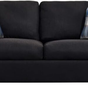 Panana 2 or 3 Seater Sofa, Modern Linen Fabric Grey Settee Couch, Compact (Black, 3 seater)