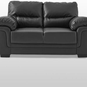 Panana 2 Seater Sofa in Faux Leather Modern Jumbpo Cord Couch Corner Sleeper Lounge Settee for Living Room Furniture (2 Seater Black)