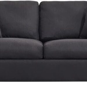 Panana Modern Fabric Sofa 3 Seater Sofa Couches with 2 FreeThrow Pillows, Black