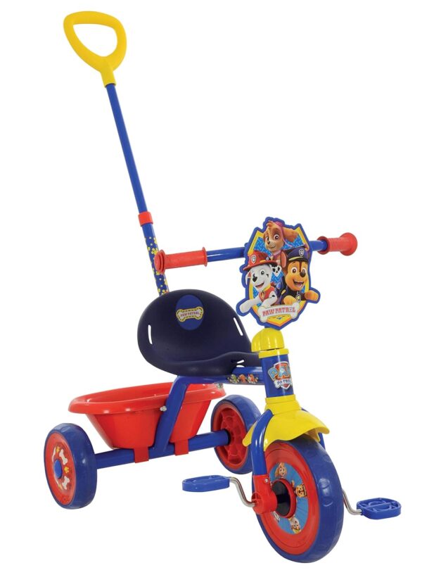 Paw Patrol First Ride On Trike - Licensed Kids' Ride On Toy with Adjustable Handle, Easy-Switch Pedal Clutch, Puncture-Proof Tyres, Steel Frame, Front Mudguard, Rear Storage...
