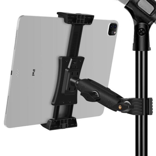 Peastrex Ipad Holder for Mic Stand, Tablet Phone Holder Micophone Music Stand Mount Adjustable Rotatabe with Super Handle Clamp for iPad Pro 12.9 Air Mini, Android, 4 to 15inch...