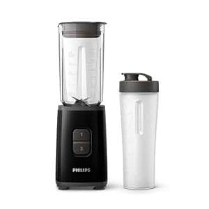 Philips Daily Collection Mini Blender and Smoothie Maker, 350W, 0.6L Jug, On-the-go Tumbler, Dishwasher Safe, Recipe App, 2 Speeds, Ice Crush, Quick Clean, Deep Black (HR2602/91)