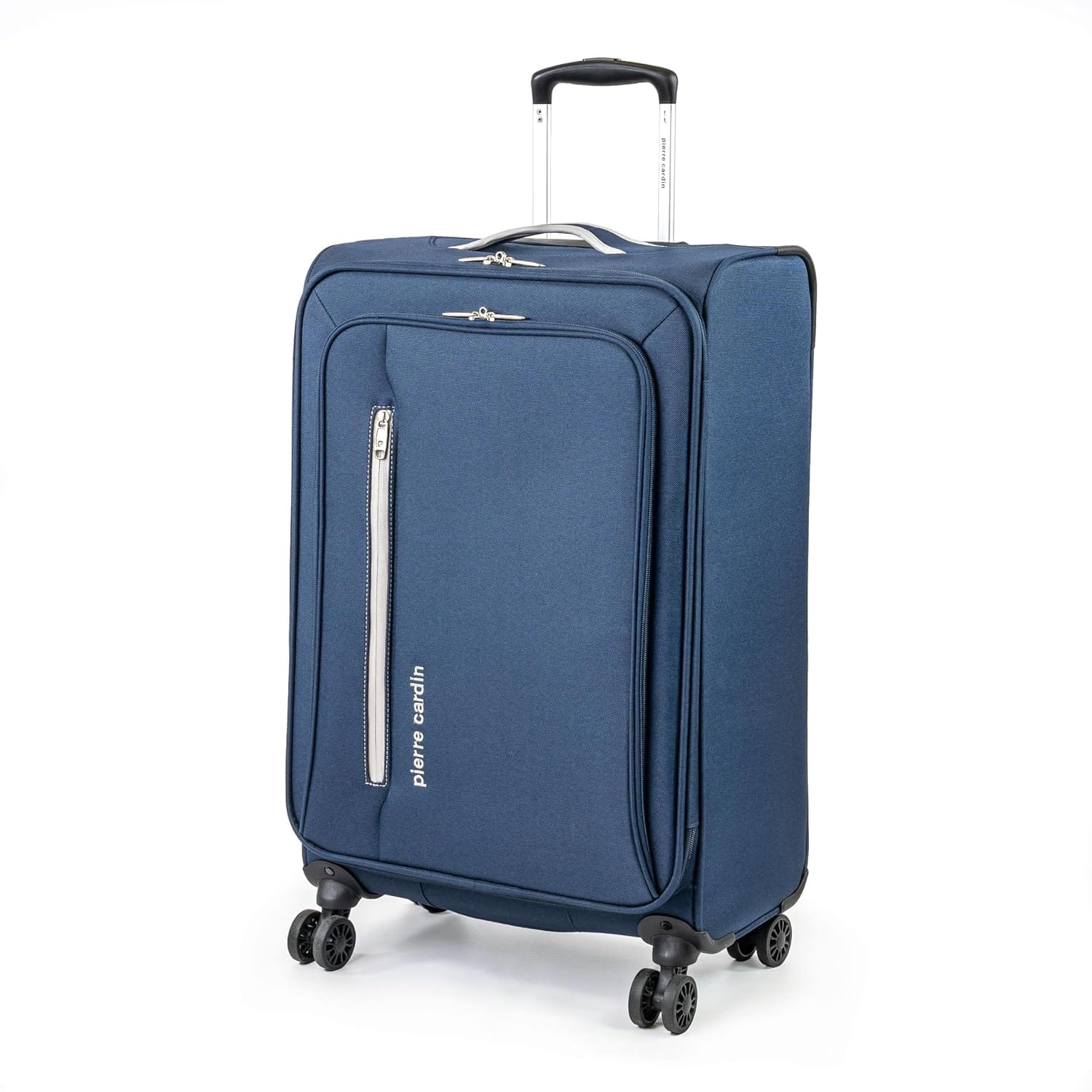 Pierre Cardin Suitcase Medium Size | Super Lightweight 69cm Soft Durable Luggage | 4 Dual Spinner Wheels | Medium 26-Inch Hold Check-in Travel Case CL610 (Medium, Navy & Grey)