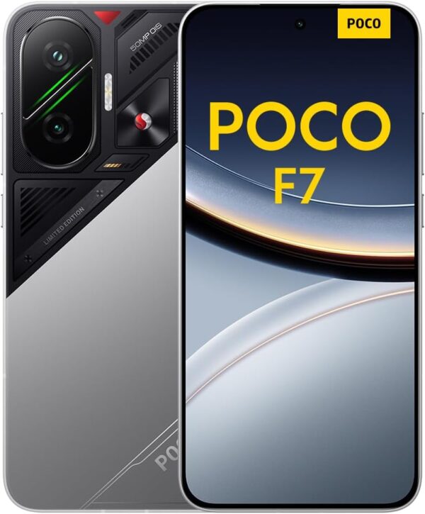 POCO F7 Smartphone, 12+256GB, Silver, Flagship Snapdragon® 8s Gen 4, 6500mAh battery, 50MP Sony camera with OIS, 6.83" 1.5K 120Hz AMOLED display (No power adapter included)