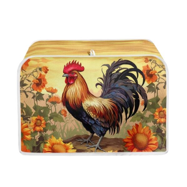 POLERO Sunflower Chicken Rooster Print Toaster Cover 2 Slice Toaster Dust Cover, Kitchen Bread Machine Covers with Hook