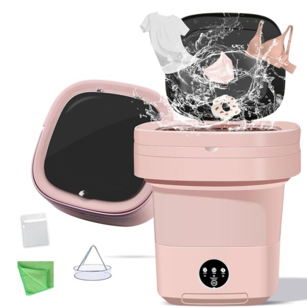 POPPYLANE Portable Washing Machine, 11L Foldable Washer & Spin Dryer with Laundry Bag & Drying Net & Microfiber Cloths, Laundry Machine with 3 Cleaning Modes for Baby Clothes...