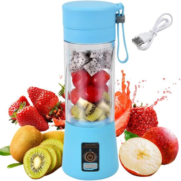 Portable Blender, Personal Juicer Cup Fruit Mixer USB Charger Mini Blender for Smoothies and Shakes With 6 Power Blades for Travel, Gym, Outdoor
