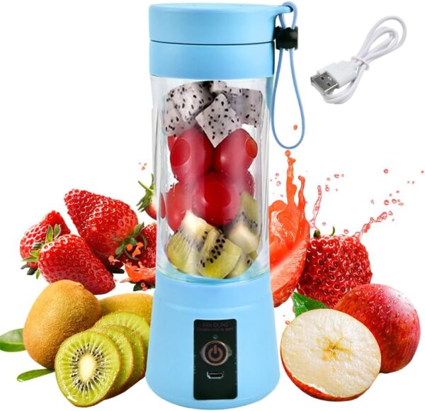 Portable Blender Personal Mini Blender, Shakes Smoothies Ice Jucier Cup Strong Power Rechargeable Blender Handheld Electric Fruit Six Bladesfor Home Office Sports Travel Outdoors