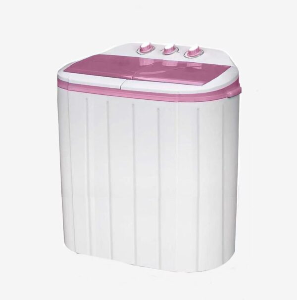 Portable Twin Tub Washing Machine and Dryer 5 KG (3 KG Wash 2 KG Dryer) Electric Mini Washer RV Travel Camping Spin Cycle Dryer Combo Pink/White New