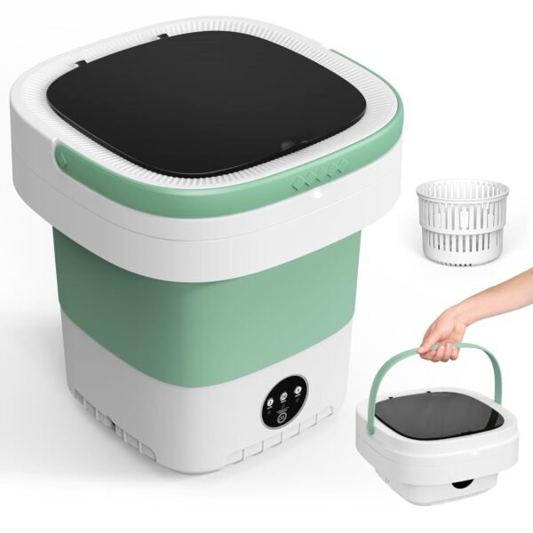 Portable Washing Machine, 12L Upgraded Mini Washing Machine With Spin Basket, Foldable Camping Washing Machine for Underwear, Baby Clothes Socks, Small Washing Machine for...