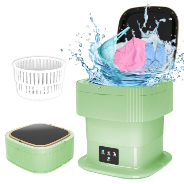 Portable Washing Machine, 13L 2kg 2 in 1 Mini Washing Machine and Dryer, Portable Washe3 Modes Deep Cleaning for Baby Clothe, Underwear, Socks, Camping, RV, Green