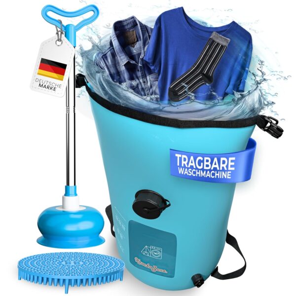 Portable Washing Machine Without Electricity - Foldable Wash Bag Plunger Washboard Set, Small & Lightweight for Hand Washing, Travel Washing Machine - Outdoor Mobile Mini Wash...