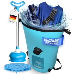 Portable Washing Machine Without Electricity - Foldable Wash Bag Plunger Washboard Set, Small & Lightweight for Hand Washing, Travel Washing Machine - Outdoor Mobile Mini Wash...