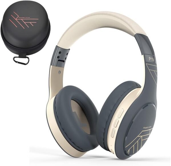 PowerLocus Bluetooth Headphones, Bluetooth Headphones Over Ear, Wireless Headphones with Microphone, 3 EQ Modes, 60Hrs Playtime, Foldable Headphones, Fabric Headband, Hi-Fi...