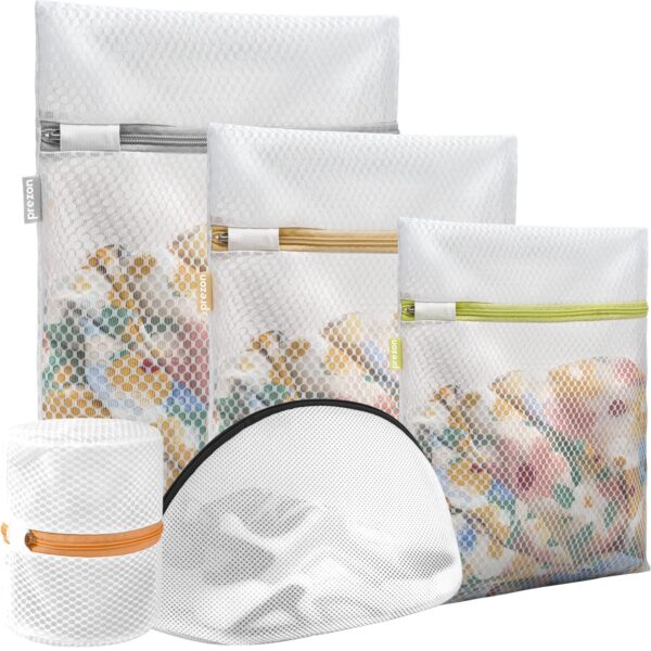 Prezon Mesh Laundry Bags, Washing Machine Wash Bags, Reusable and Durable Mesh Wash Bags for Delicates Blouse, Hosiery, Underwear, Bra, Lingerie Baby Clothes - 5 Different Size