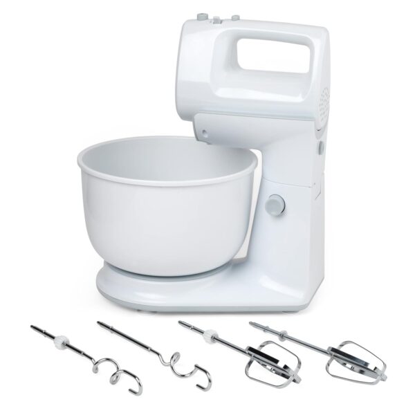 PROGRESS EK4744P Electric Twin Hand & Stand Mixer with Rotating Mixing Bowl, Dual Function, 5 Speed Settings, Slip Resistant Feet, 3.8 Litre Capacity, 300 W, White