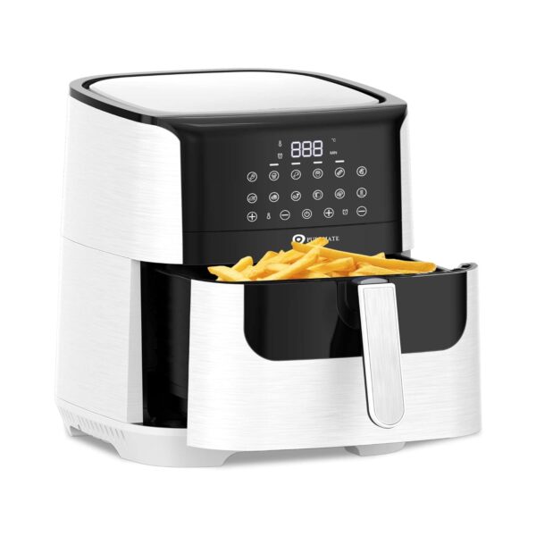 PureMate 7L Air Fryer with Digital Display & Recipes Book, Healthy Oil Free 1800W Air Fryer with 12 Preset, LED One Touch Screen, Timer & Adjustable Temperature Control for Low...
