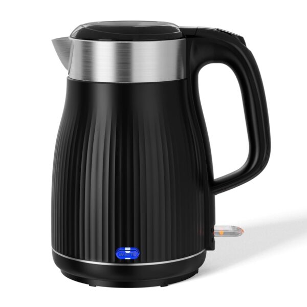 QEXREED Electric Kettle Stainless Steel 1.8L, Kettles Electric with Keep Warm Function, 1500W-1800W Rapid Boil, Auto Shut-Off and Boil-Dry Protection, Black