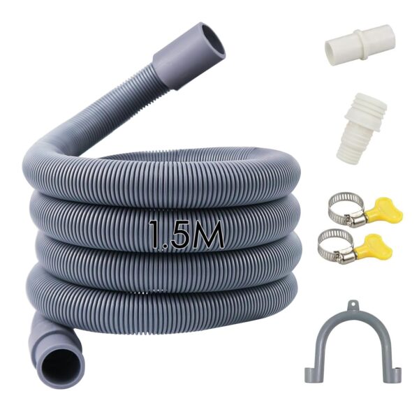 Quanerba 1.5M/2M/3M Washing Machine Drain Hose Adapter Kit with Connector Clip Clamp, 1.5m Adaptor Universal Dishwasher Waste Pipe Extension