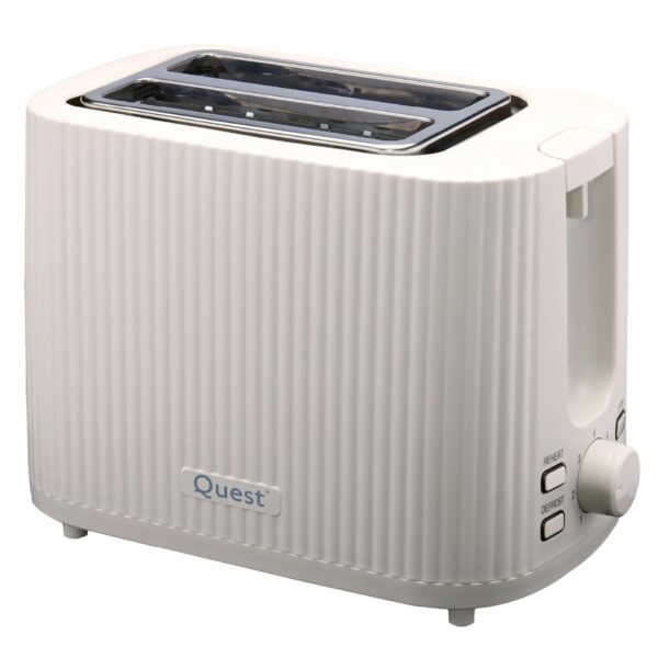 Quest 2 Slice Toasters/Modern Grooved Design / 7 Browning Levels/Reheat & Defrost/Crumb Tray & Cord Storage / 930W (White)