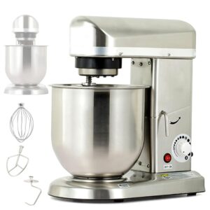 Quixnova Electric Kitchen Stand Mixer - 5L/7L Stainless Steel Bowl with Whisk, Dough Hook, and Beater - Commercial Food Mixer for Cake Shop, Pizza Shop, Restaurant,7L