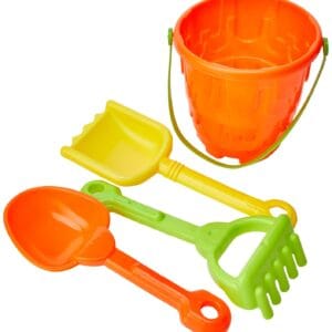 Ram® 5 Pieces Childrens Kids Beach Spade Sand Bucket Set each Sand Bucket Castle Set Tools With Rake and Spade Tools Children Outdoor Toy For your Spring/Summer Holiday