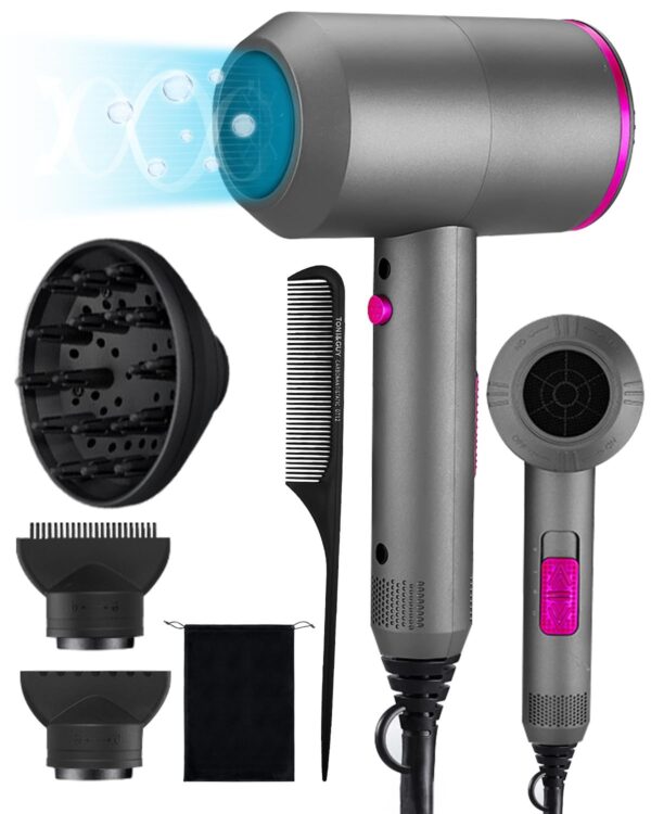 Rantizon Hair Dryer 2000W, Lightweight Professional Drying Hair Dryer with 2 Speeds 3 Heating and Cool Button for Diffuser Ionic Hairdryer Travel Hairdryer Compact Small...