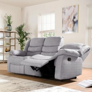 Recliner Grey Fabric 3+2+1 Seater Sofa set For Living Room - Cheap sofas & couches with Drop-Down Table & Cup Holders (3 Seater Sofa)