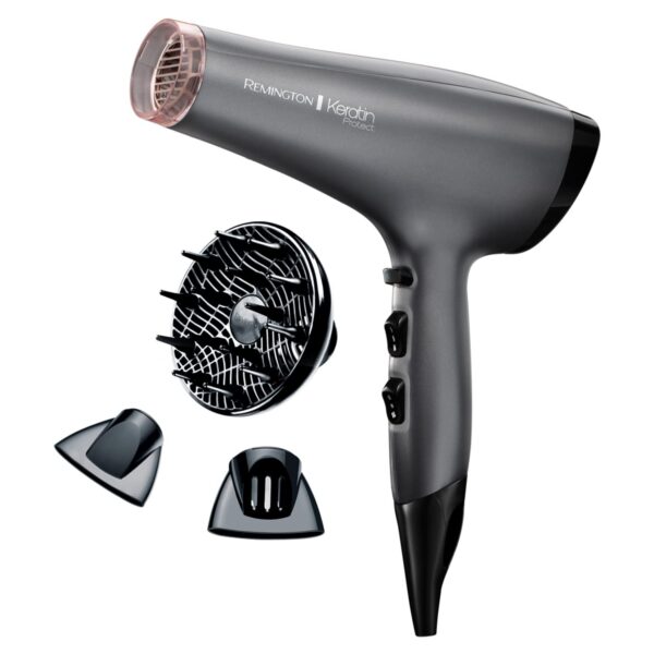 Remington Keratin Protect Hair Dryer (Infused with Keratin and Almond Oil for Smooth, Healthy Looking Hair, Powerful, Fast, Diffuser, 2 Concentrators - Super Slim & Fast-Drying,...