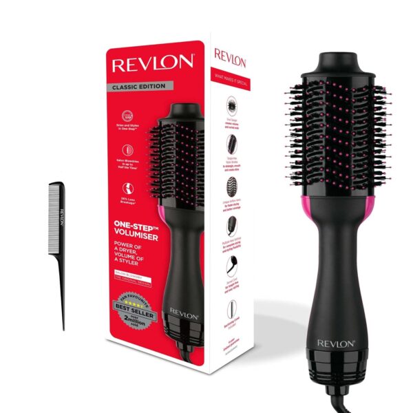 Revlon Salon One-Step Hair Dryer & Volumiser with Sectioning Comb Included (for mid to Long Hair, One-Step Technology, 2-in-1 Styling Tool, Ionic & Ceramic Technology)...