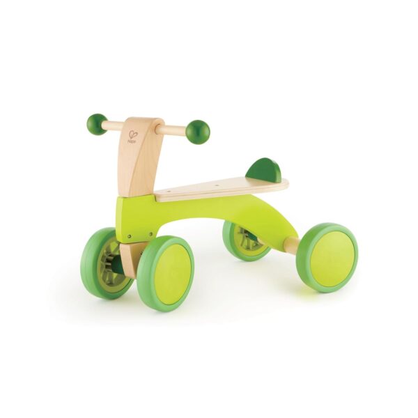 Ride-On Balance Bike, Sustainable Wood, Hape “Scoot-Around” Balance Bike, 4-Wheeled, Rubber Tyres, For Toddlers And Up, Bright Green. 12m - 4yrs