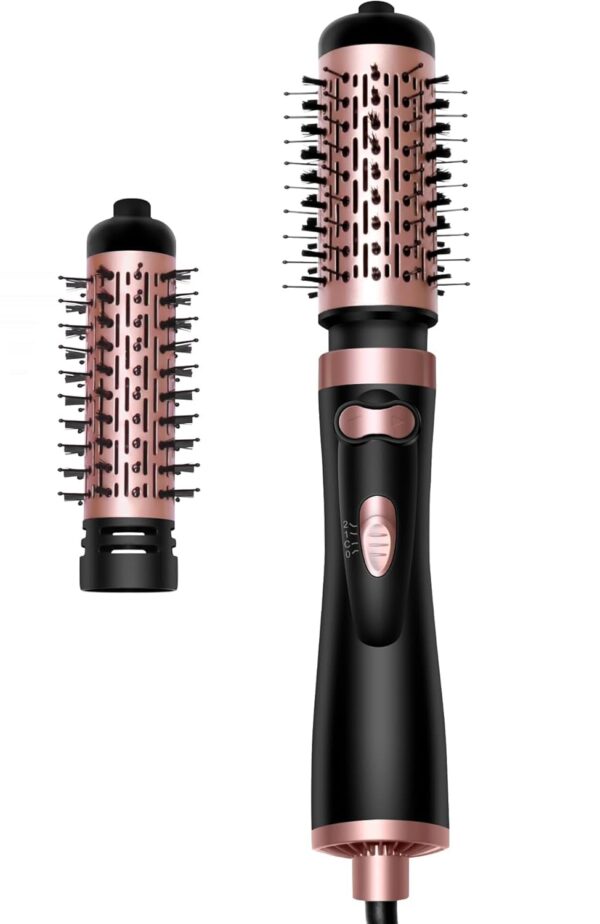 Rotating Hair Dryer Brush, 3-in-1 Hair Dryer Curling Brush, 360Â° Rotating Hot Air Straightening Brush Set with 2 Brushes, Rotierend Negative Ionen, Black