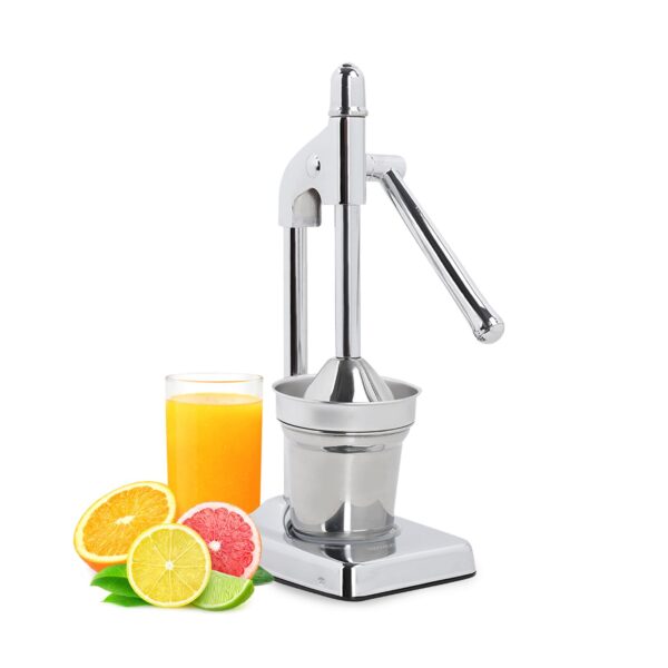 Royalford Stainless Steel Citrus Hand Juicer | Hand Press Manual Juicer | Orange Lemon Lime Pomegranate Juicer Press for Restaurant Home | Juice Extractor with Heavy Duty Lever-Arm