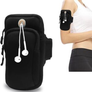 Running Armband Phone Holder, Strap for phone running, Mobile Armband Bag, Compatible for iPhone XS MAX XR 12/11/8/7 Plus,Cellphone Up to 6.3" (Black)