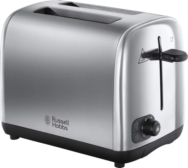 Russell Hobbs 2 Slice Toaster with Perfect Toast Technology for improved evenness (Wide slots, Lift & look feature, 6 Browning levels, Frozen & Cancel function, 850W, Brushed &...