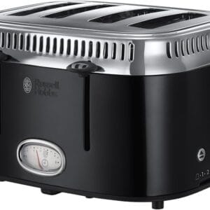 Russell Hobbs 4 Slice Toaster (Stainless steel with retro accents,Fast toasting, Countdown gauge, Lift & Look feature, Variable browning levels, Cancel, frozen & reheat...