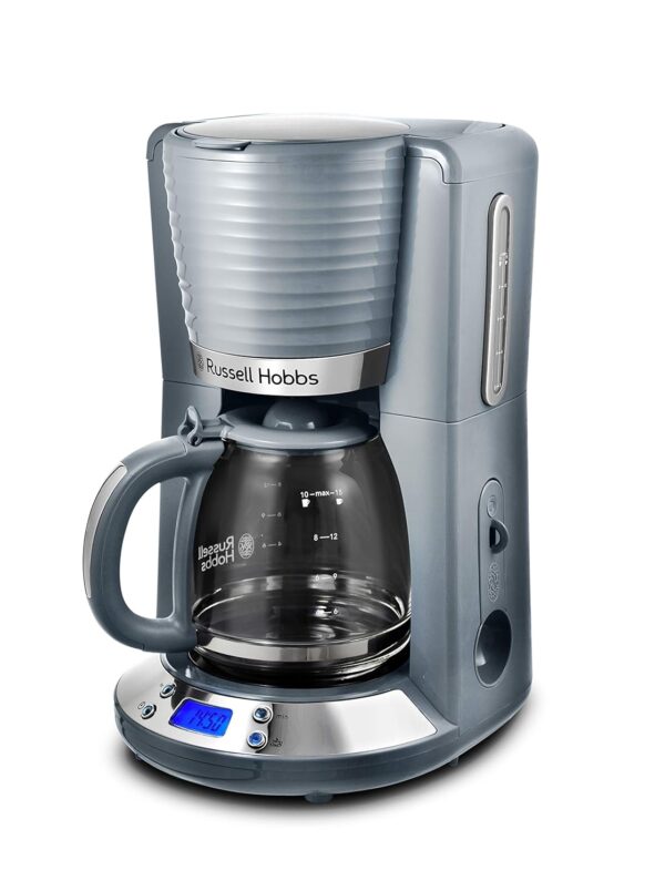 Russell Hobbs Coffee Maker Filter [Programmable, WhirlTech Technology for Optimal Extraction & Flavouring] Inspire Grey (Glass Jug 1.25L, 10 Cups, Measuring Spoon) Coffee...