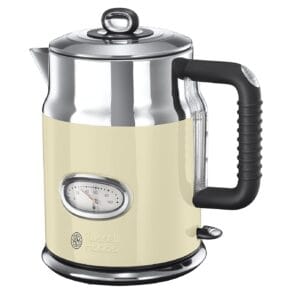 Russell Hobbs Electric Kettle (1.7L, Rapid Boil function, Perfect Pour Spout, Stainless Steel accents, Retro design, Removable washable filter, Water temperature & level...