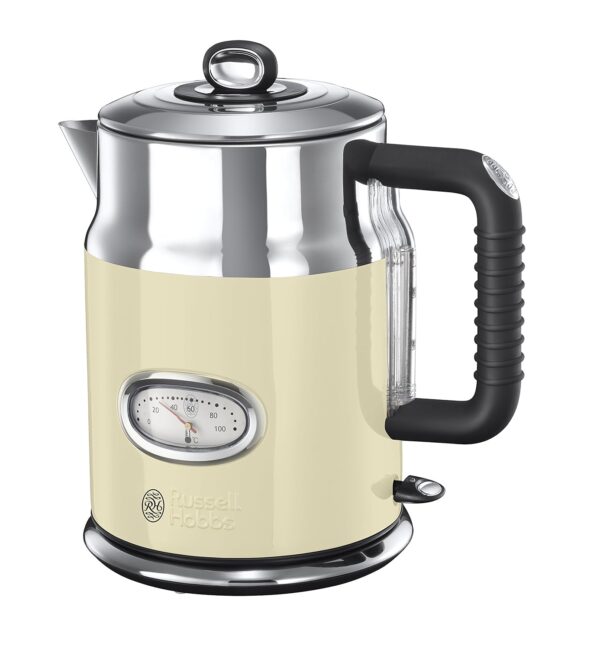 Russell Hobbs Electric Kettle (1.7L, Rapid Boil function, Perfect Pour Spout, Stainless Steel accents, Retro design, Removable washable filter, Water temperature & level...