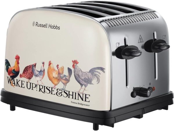 Russell Hobbs Emma Bridgewater Rise & Shine 4 Slice Toaster - (Independent & Wide Slots, 7 Browning settings, Frozen/Cancel/Reheat with Illuminated lights, Removable crumb...