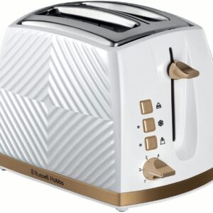 Russell Hobbs Groove 2 Slice Toaster (High Lift, Extra Wide Slots, 6 Browning levels, Frozen/Cancel/Reheat function - Illuminated buttons, Removable crumb tray, 850W, White,...