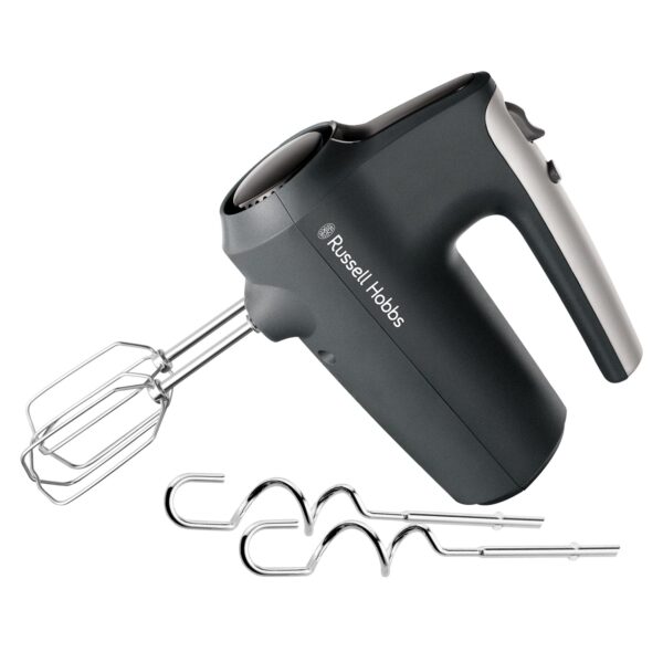 Russell Hobbs Hand Mixer (Electric whisk for baking, 5 Speeds + Turbo Mode, Dishwasher safe chrome beaters & dough hooks, Bowl & heel rest feature, 350W peak power) Desire Matte...