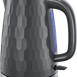 Russell Hobbs Honeycomb Electric 1.7L Cordless Kettle (Fast Boil 3KW, Grey premium plastic, matt & high gloss finish, Removable washable anti-scale filter, Push button lid,...