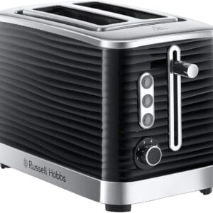 Russell Hobbs Inspire 2 Slice Toaster (Extra wide slots, High lift feature, 6 Browning levels, Frozen/Cancel/Reheat function with Blue LED illumination, 1050W, Black textured...