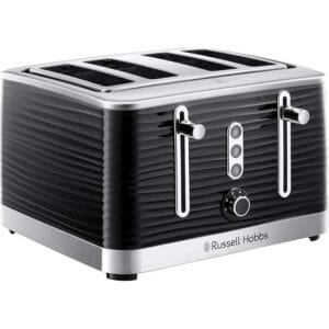 Russell Hobbs Inspire 4 Slice Toaster (Extra wide slots, High lift feature, 6 Browning levels, Frozen/Cancel/Reheat function with Blue LED illumination, 1800W, Black textured...