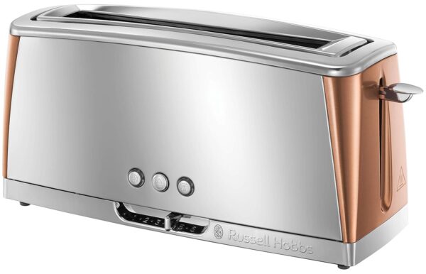 Russell Hobbs Long Slot 2 Slice Luna Toaster with faster toasting Technology (6 Browning levels, Defrost/Reheat/Cancel function, Lift & Look feature,) 1420W, Stainless Steel...