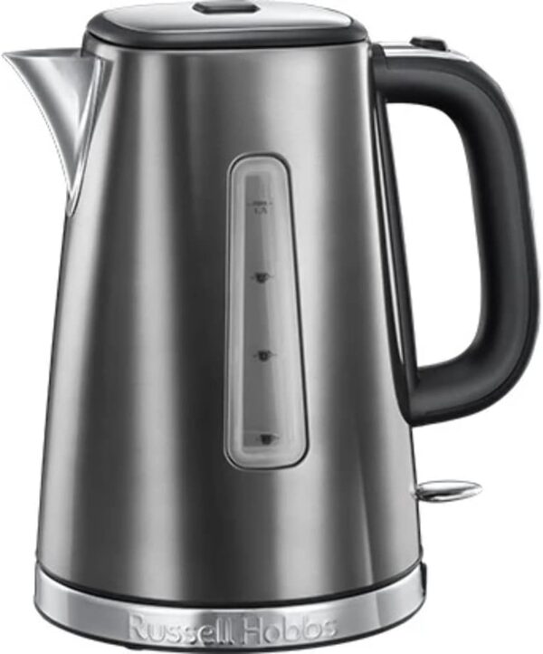Russell Hobbs Luna Grey Stainless Steel 1.7L Cordless Electric Kettle (Quiet & Fast Boil 3KW, Removable washable anti-scale filter, Easy push button lid, Perfect pour spout) 23211